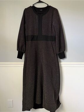 ME + EM long sleeve black glitter dress with pockets
